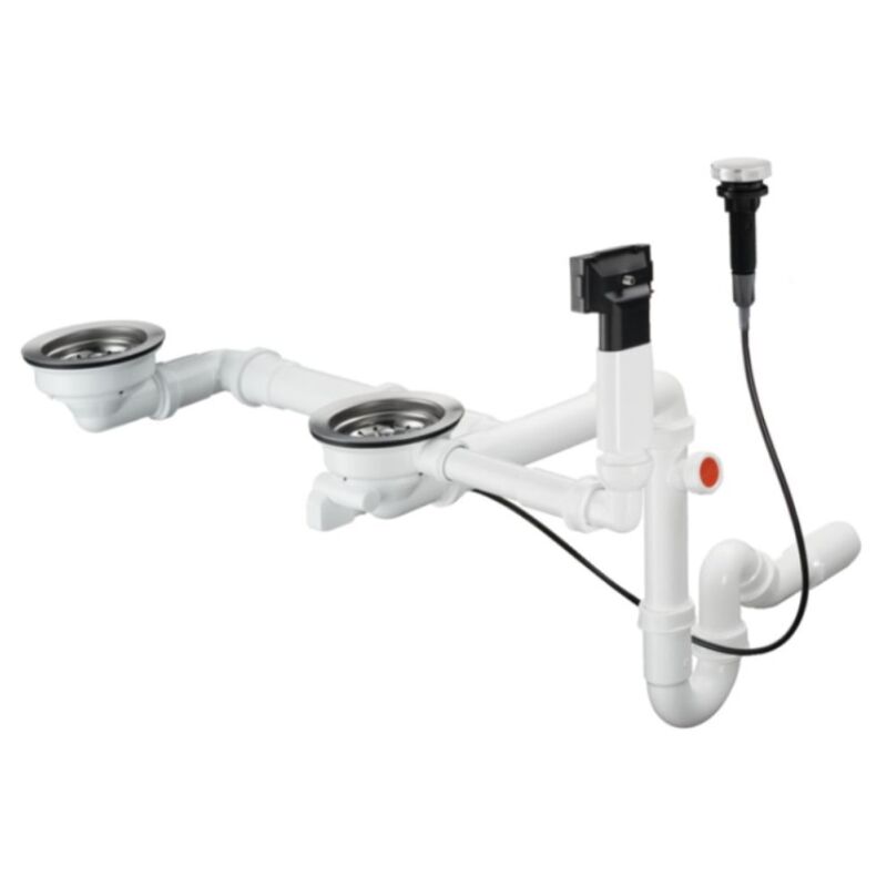 Vidage automatique pour évier 2 bacs granite Hansgrohe D17-10 inox