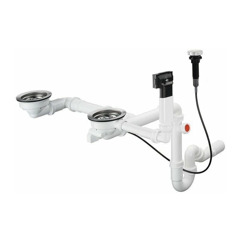 

Hansgrohe - D17-11 Vaciador automático para tanque doble de granito cromado