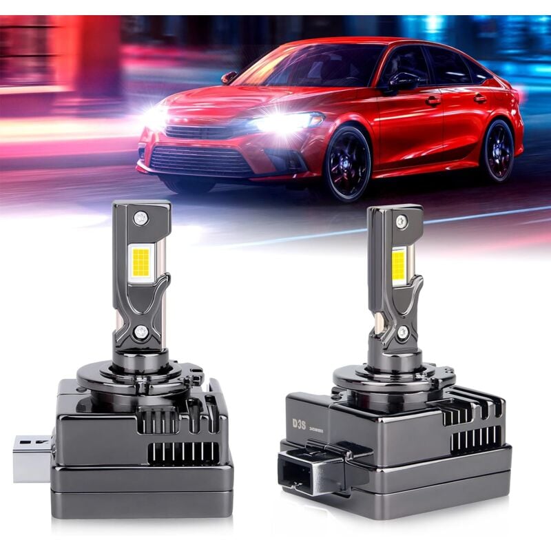 D3S Led phares ampoules de refroidissement amélioré, Canbus sans erreur 100% Plug & Play Compatible avec l’ampoule de remplacement de Ballast