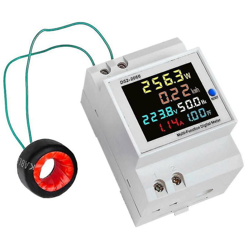 D52-2066 Compteur multifonction sur rail Din Écran lcd coloré Tension Courant Puissance active Fréquence Mesure de l'énergie électrique Dispositif de