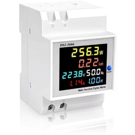 D52-2066 Electricity Consumption Indicator, Smart Household Phase Electric Meter, Watt-Hour Meter, Guide Rail Type, 220V Voltage, Current, Power, Frequency Factor Meter