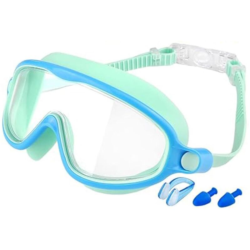 Image of Da vedere a vedere, occhiali da nuoto per bambini, antiappannamento, con clip nasali, tappi per le orecchie, protezione UV, comodi concetti di