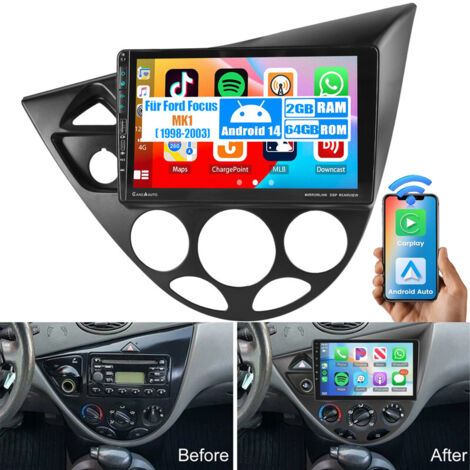 DAB+ (en option) pour Ford Focus MK1 1998-2003, autoradio Android 15 compatible Apple CarPlay avec ports USB et Type-C - 2+64G