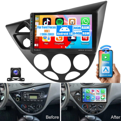 DAB+ (en option) pour Ford Focus MK1 1998-2003, autoradio Android 15 compatible Apple CarPlay avec ports USB et Type-C - 4+64G CAM