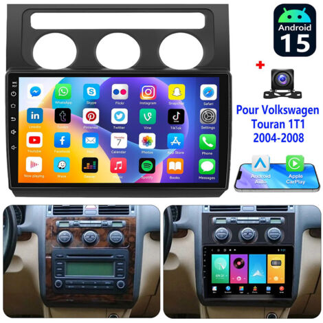 DAB (en option) Pour Volkswagen Touran 1T1 2003-2010 10'' Android 15 Autoradio USB GPS Navi WIFI CarPlay - 1+32G CAM