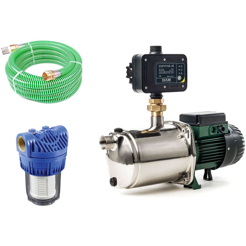 DAB EuroInox 40/80 M + DAB Control-D avec Tuyau d'aspiration 7 mètres et Filtre