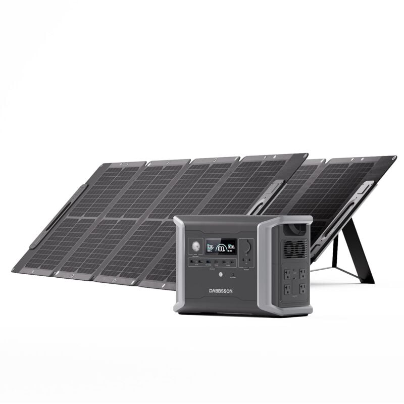 Dabsson semi - solide phosphate de fer Lithium haute sécurité dbs1300 portable power station panneau solaire, 2 panneaux solaires (dbs1300 + 120W),