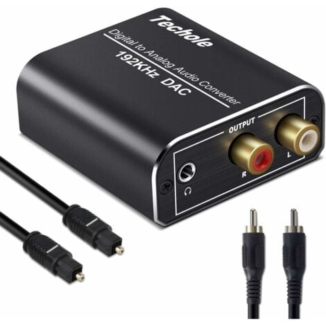 SONIATKIA Dac Audio 192Khz, Aluminum Dac Digital To Analog Audio Converter, Digital Spdif Toslink To Stereo L/R Rca Jack 3.5mm With Optical/Coaxial Cable For Hd Tv Blu-Ray Ps3 Ps4 Xbox