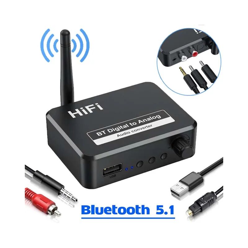 L&h-cfcahl - dac audio numérique vers analogique, récepteur Bluetooth 5.1, Toslink optique spdif numérique vers 3,5 mm, convertisseur de prise aux
