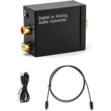 DAC Converter, Digital to Analog Audio Adapter RCA L/R 3.5mm Stereo Headphone Output with Optical Cable for Headphones 360 HDTV DVD Blue Ray Sky HD TV