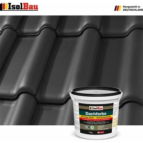 ISOLBAU Dachfarbe Schwarz 7 kg Sockelfarbe Fassadenfarbe Dachbeschichtung RAL Farbe
