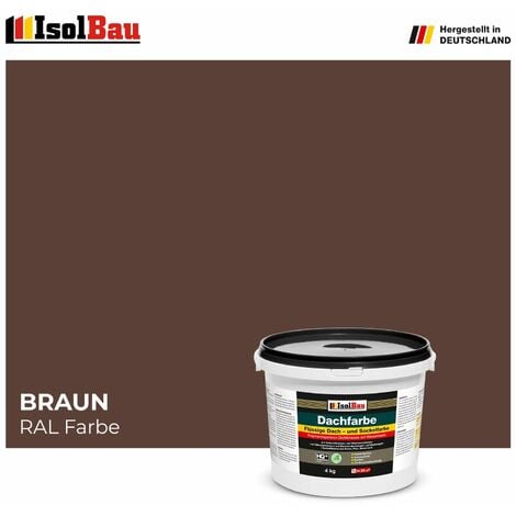 ISOLBAU Dachfarbe Sockelfarbe Braun 4 kg Fassadenfarbe RAL Farbe Nano Polymermembran