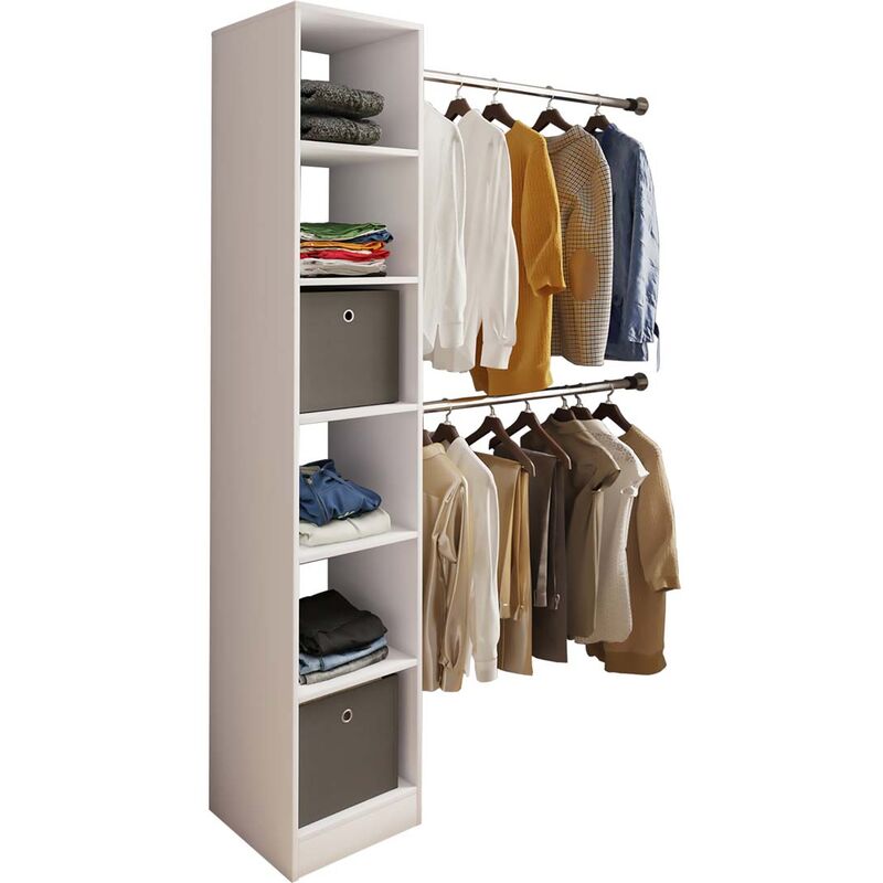 Ebuy24 - Dacho2 armoire de rangement étagère avec 2 x barre de suspension 6 tablettes blanc.