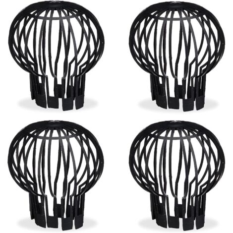 Dachrinnenfilter, praktisches 4er-Set, Kunststoff, Sieb, Schutz, Wasserablauf, 12 cm, schwarz