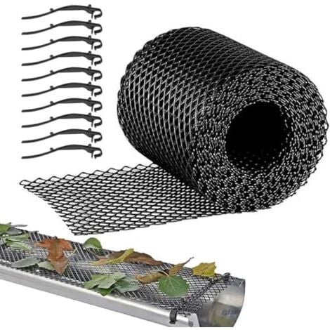 ODIPIE Dachrinnenschutz 8m x 18cm – Laubschutzgitter für Regenrinne, Kunststoff Gitter gegen Laub & Schmutz, inkl. 10 Befestigung – wetterfest, zuschneidbar, einfacher Einbau, Marderschutz