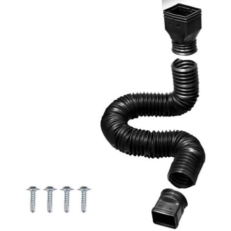 Dachrinnenverlängerung, ausziehbare flexible Dachrinnenverlängerung, Regenwasserablaufverbinder, ausziehbar von 20 bis 59 Zoll, mit 4 Schrauben (Schwarz)