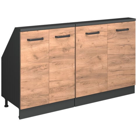 Dachschrägenschrank Rion, Anthrazit/Goldkraft Eiche, 2er Set, Vicco