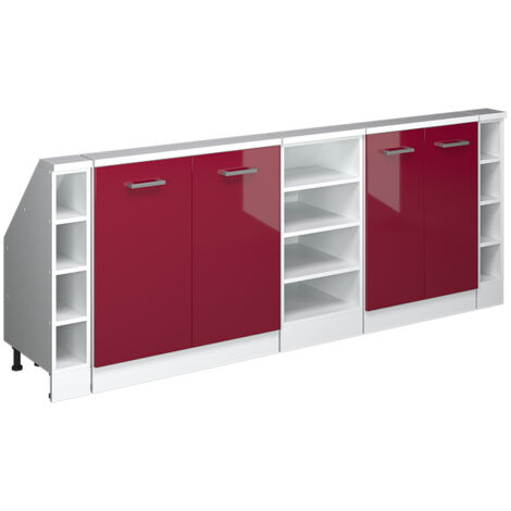 Dachschrägenschrank Rion, Weiß/Bordeaux Hochglanz, 5er Set, Vicco