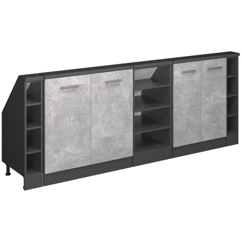 Dachschrägenschrank-set Rion, Beton/anthrazit, 5er Set, Vicco