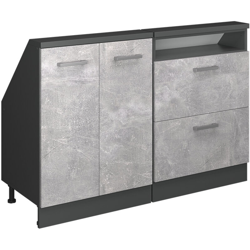 Dachschrägenschrank-set Rion, Beton/anthrazit, 2er Set, Vicco