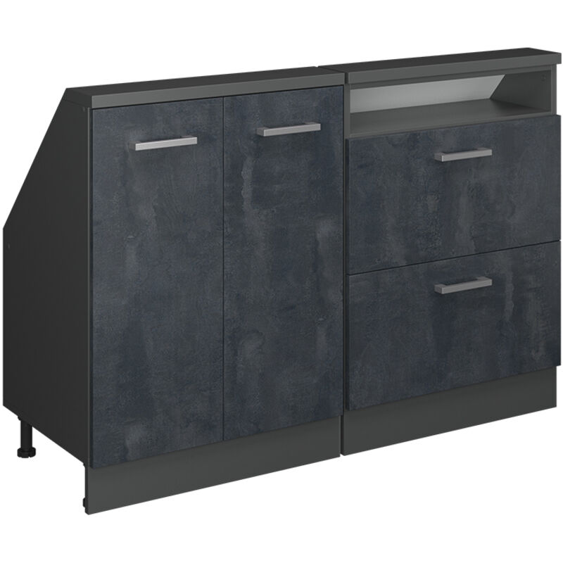 Dachschrägenschrank-set Rion, Schwarz Beton/anthrazit, 2er Set, Vicco