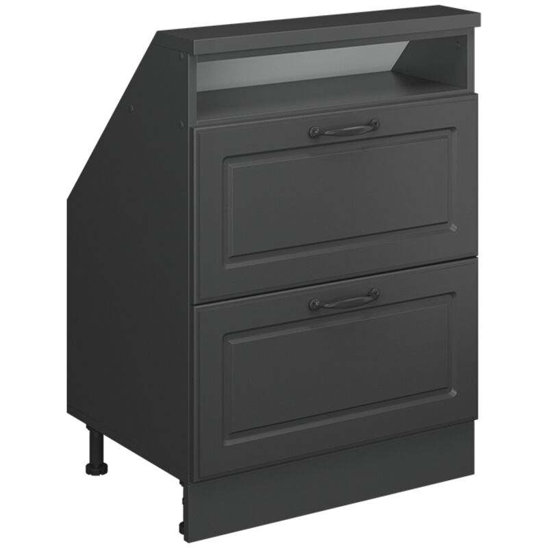 Dachschrägenschrank Rion, Anthrazit Landhaus/anthrazit, Mit 2 Schubladen, Vicco