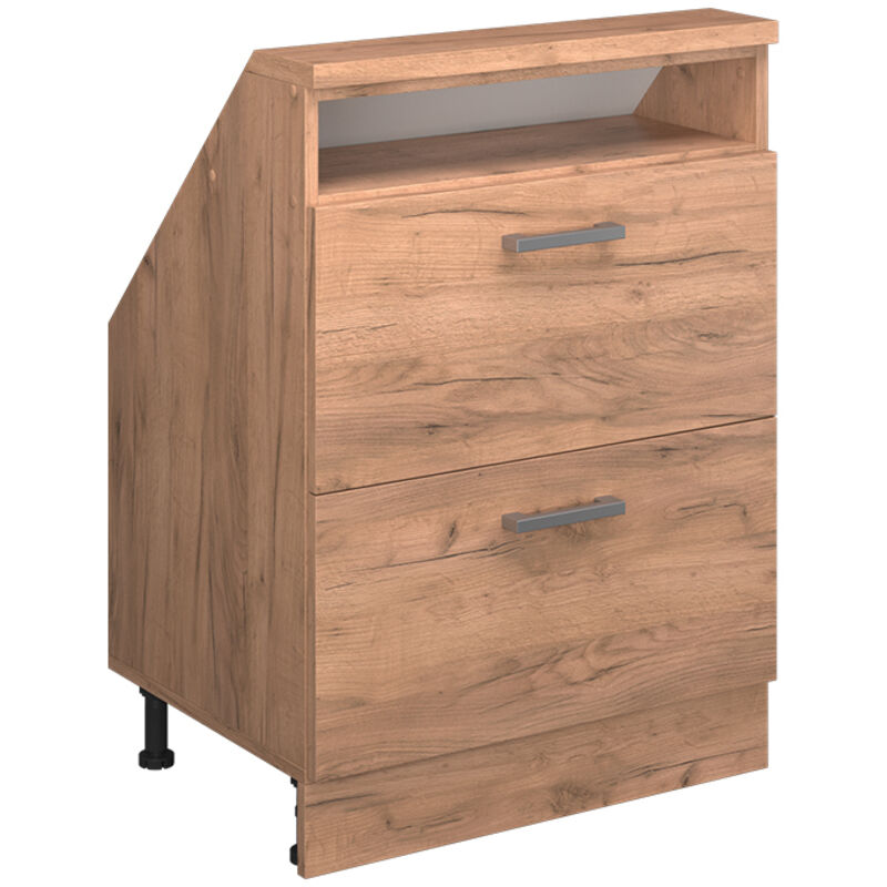 Dachschrägenschrank Rion, Goldkraft Eiche, Mit 2 Schubladen, Vicco