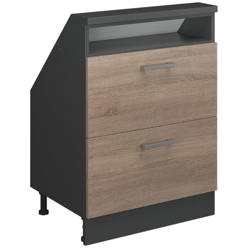Dachschrägenschrank Rion, Sonoma/anthrazit, Mit 2 Schubladen, Vicco