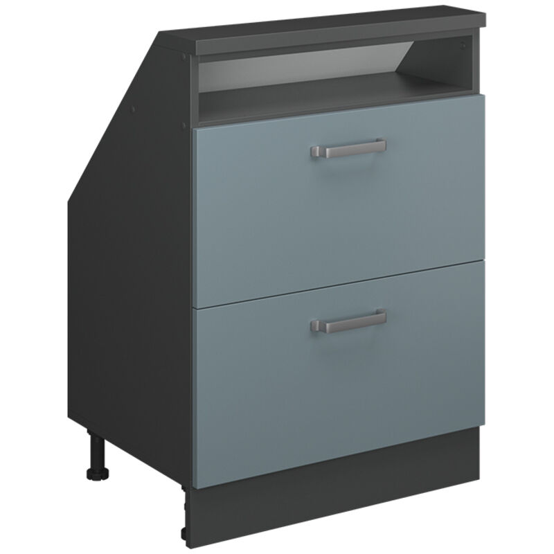 Dachschrägenschrank Rion, Blau-grau/anthrazit, Mit 2 Schubladen, Vicco