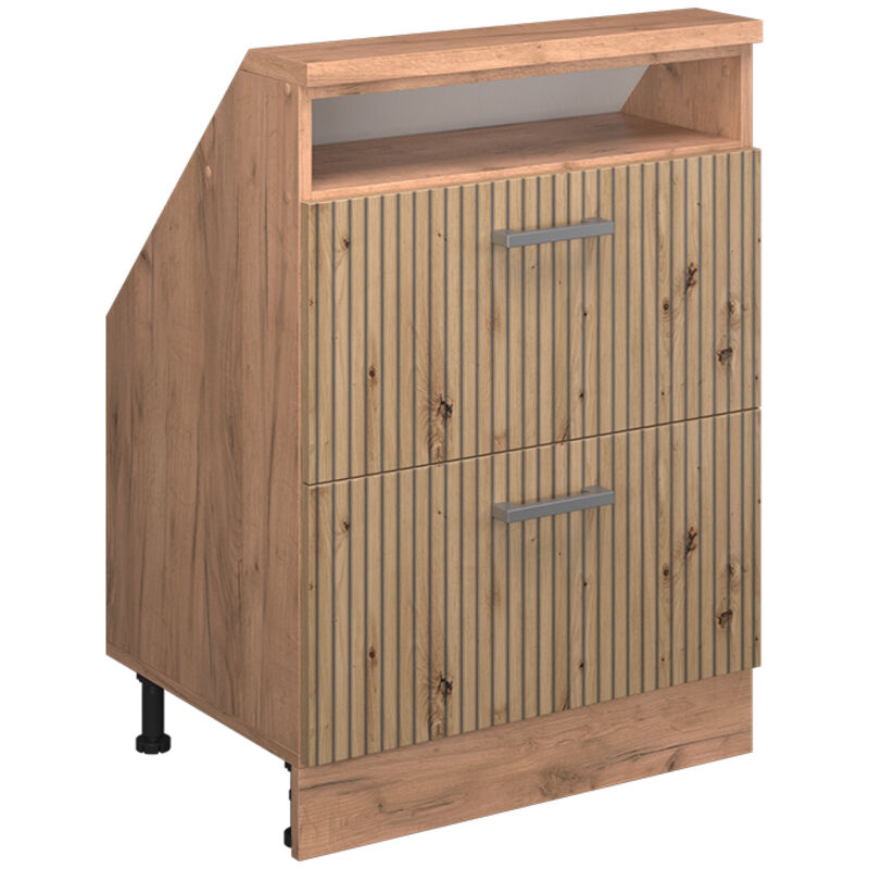 Dachschrägenschrank Rion, Artisan-eiche/goldkraft Eiche, Mit 2 Schubladen, Vicco