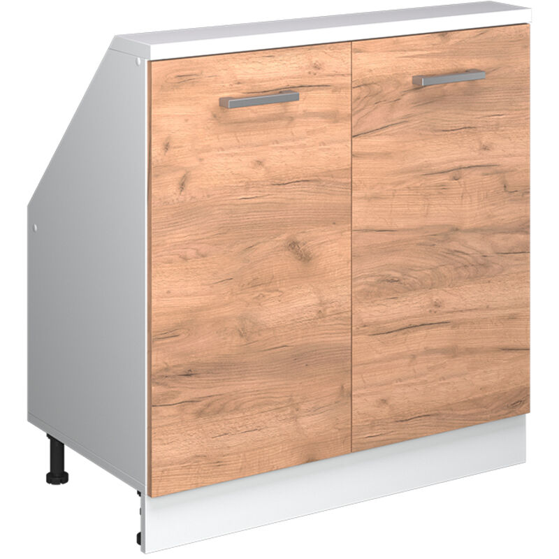 Dachschrägenschrank Rion, Weiß/goldkraft Eiche, Mit 2 Türen, Vicco