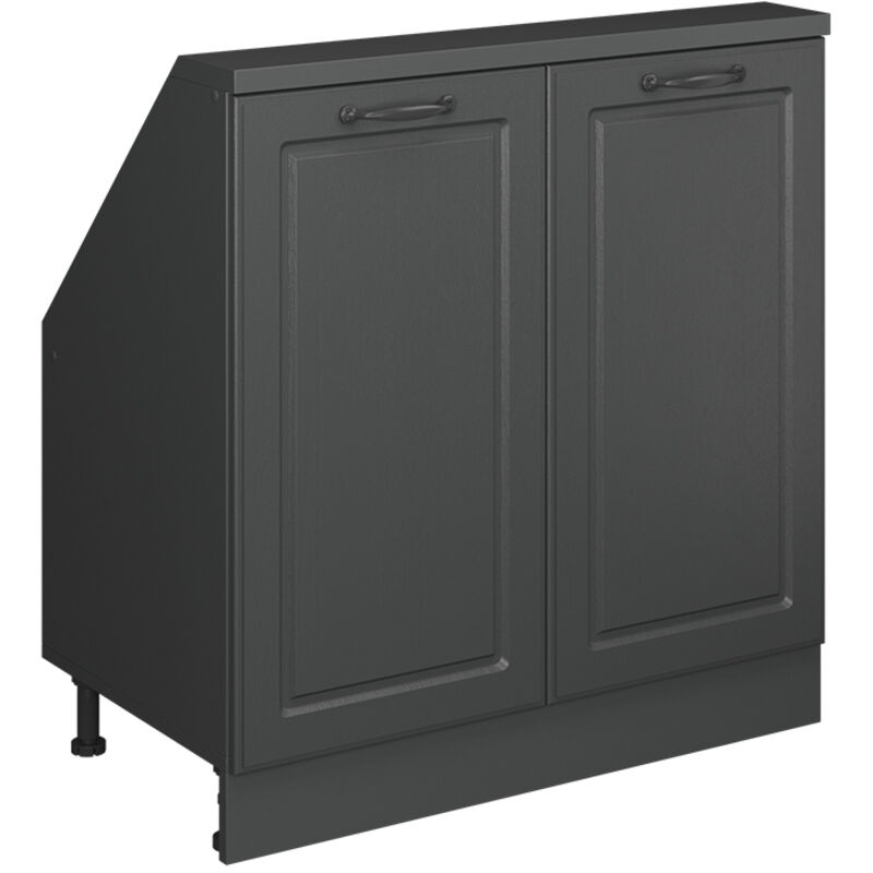 Dachschrägenschrank Rion, Anthrazit Landhaus/anthrazit, Mit 2 Türen, Vicco