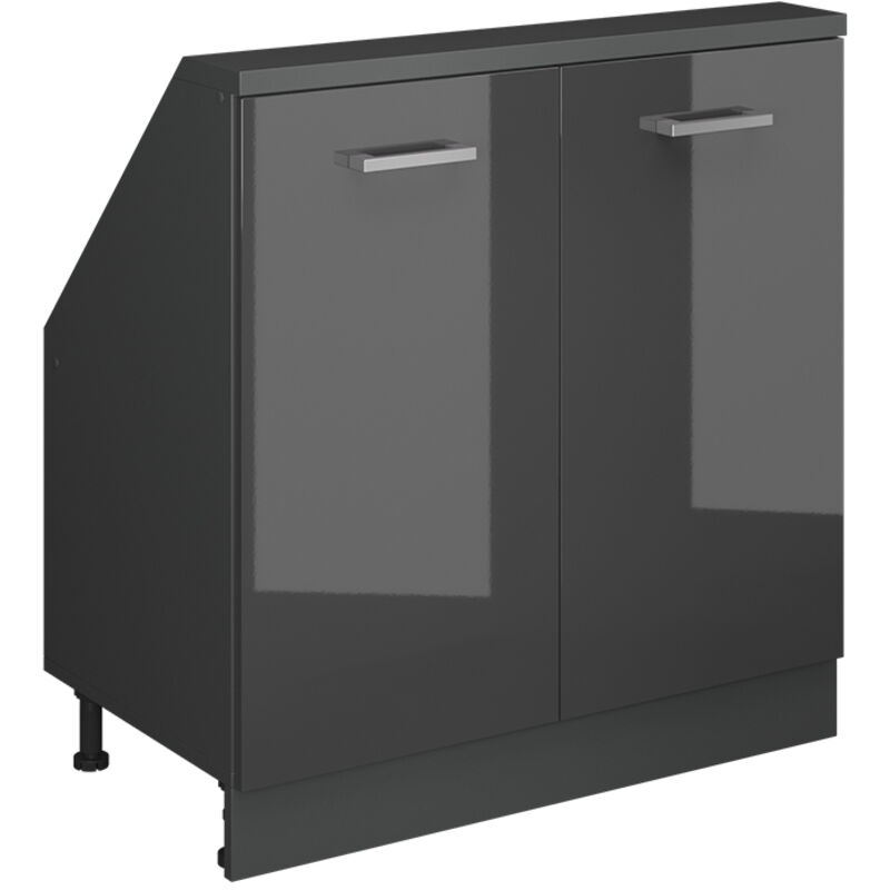 Dachschrägenschrank Rion, Anthrazit Hochglanz/anthrazit, Mit 2 Türen, Vicco