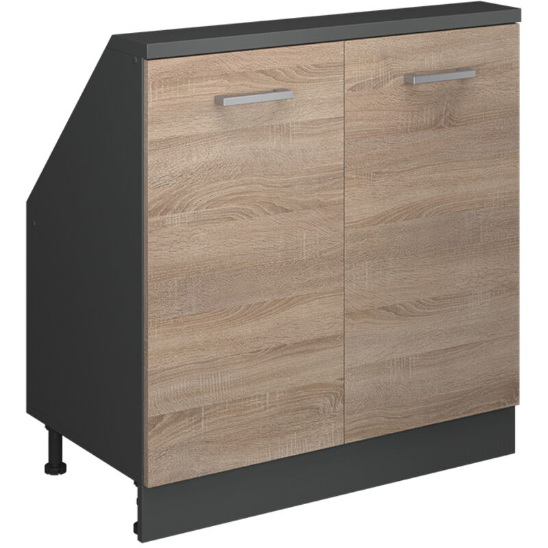 Dachschrägenschrank Rion, Sonoma/anthrazit, Mit 2 Türen, Vicco