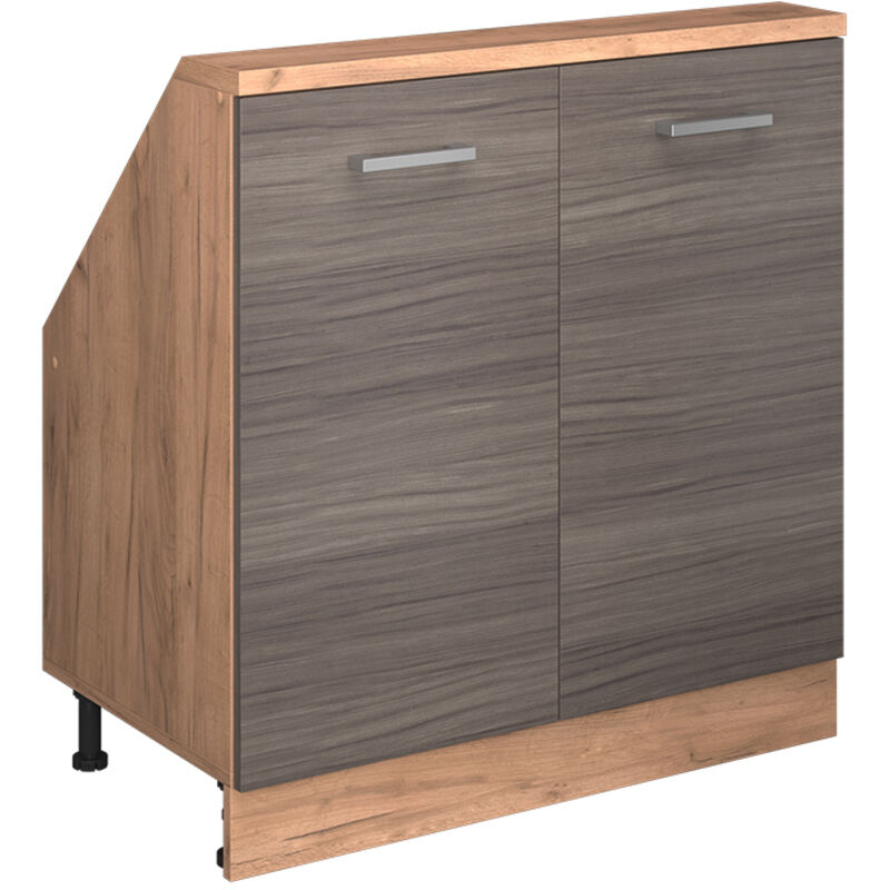 Dachschrägenschrank Rion, Edelgrau/goldkraft Eiche, Mit 2 Türen, Vicco