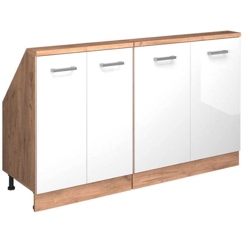 Dachschrägenschrank Rion, Goldkraft Eiche/weiß Hochglanz, 2er Set, Vicco