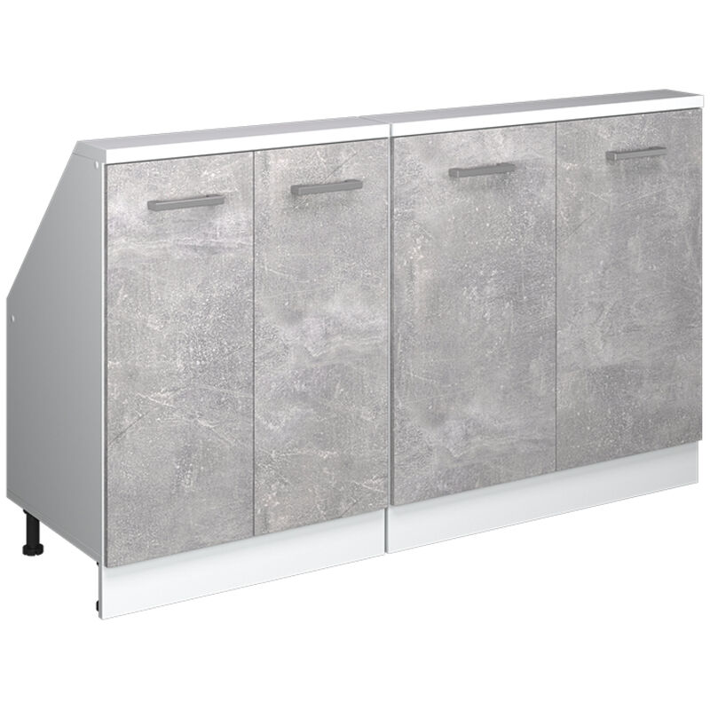 Dachschrägenschrank-set Rion, Beton/weiß, 2er Set, Vicco