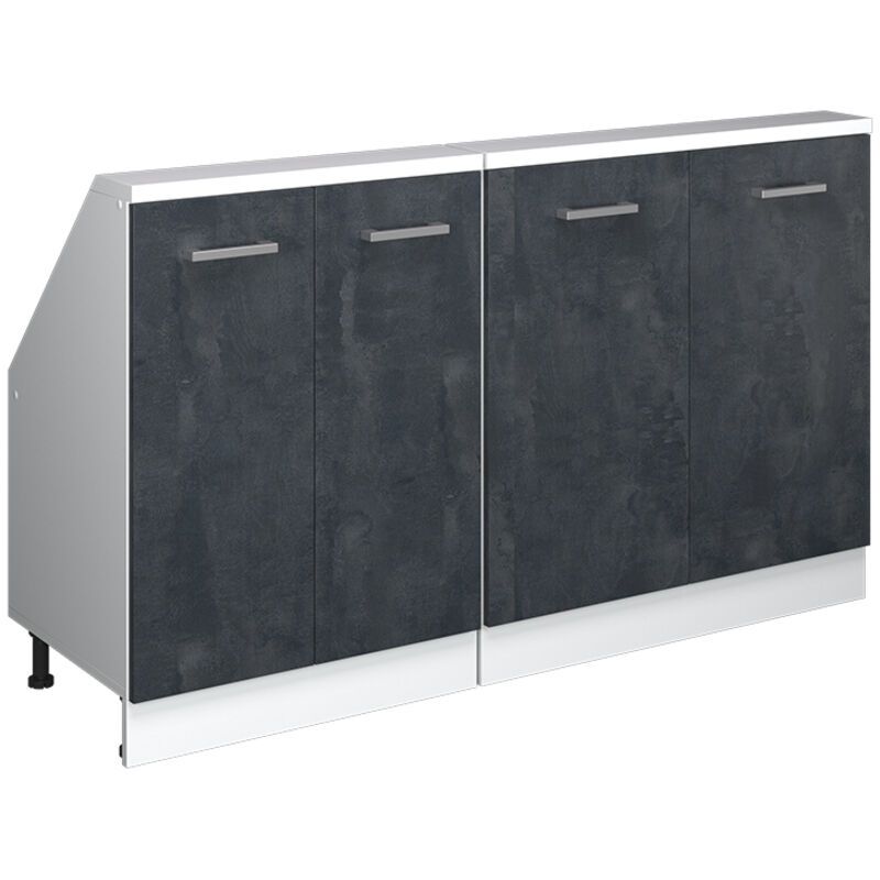 Dachschrägenschrank-set Rion, Schwarz Beton/weiß, 2er Set, Vicco