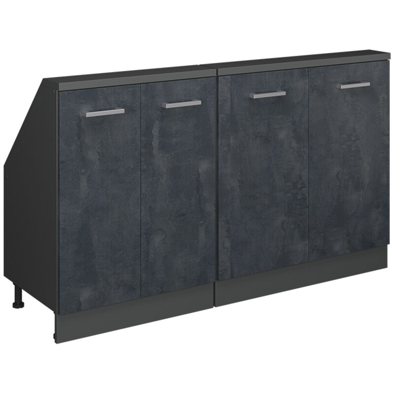 Dachschrägenschrank-set Rion, Schwarz Beton/anthrazit, 2er Set, Vicco
