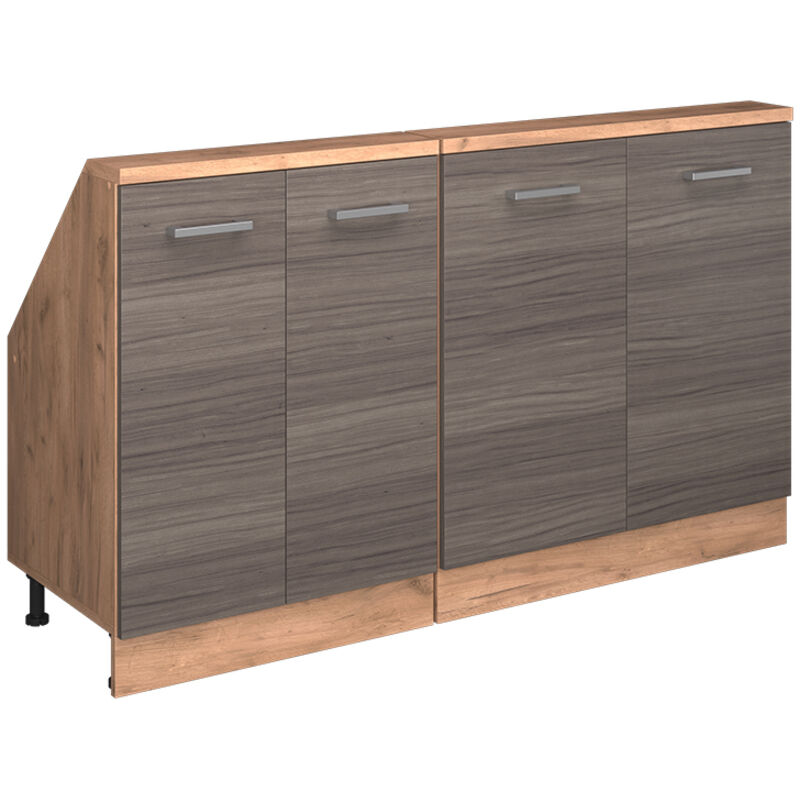 Dachschrägenschrank-set Rion, Edelgrau/goldkraft Eiche, 2er Set, Vicco
