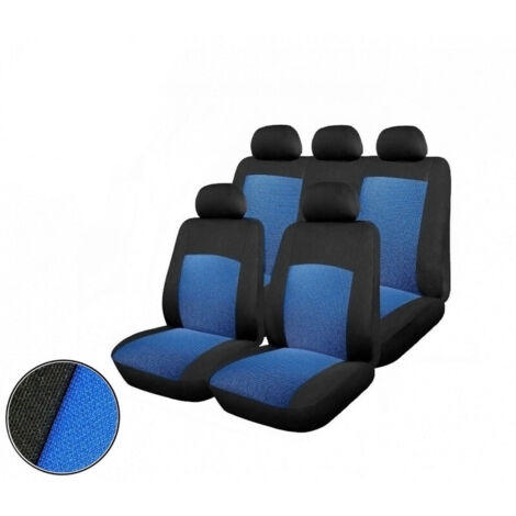 Пълен комплект авто тапицерия калъфи за седалки за Dacia Logan I 2004-2012, Dacia Logan II 2012+ синьо-черно