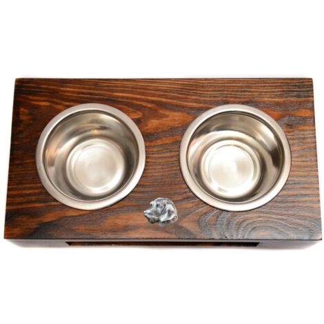 Dackel II - Holzständer mit Hundenäpfen, Stahl-Hundenäpfe, Geschenk zur Adoption eines Hundes von Art-Dog