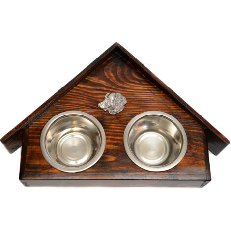 Dackel IV - Holzständer mit Hundenäpfen, dekorative Hundenäpfe, Geschenk zur Adoption eines Hundes von Art-Dog