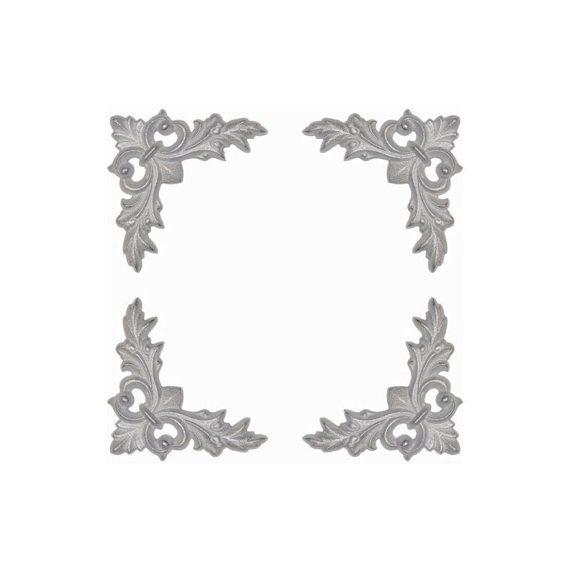 Décor d'angle par jeu de 4 avec motif feuille - Hauteur 130x130mm - Fonte zinguée à visser Deco Fer Forge