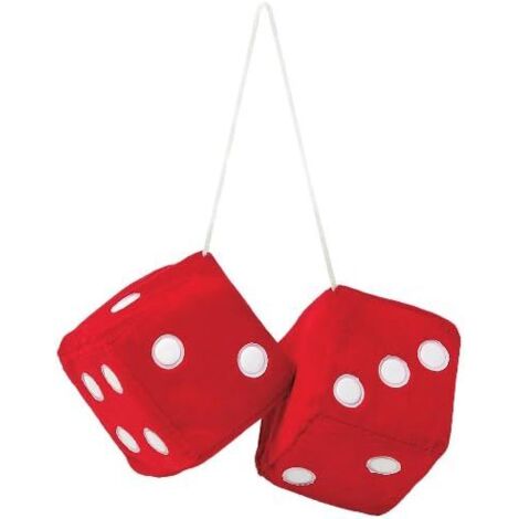 Dadi auto cubo tridimensionale, peluche a doppio strato da appendere, 7x7 cm (rosso)