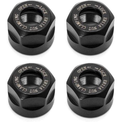 Dadi di serraggio per pinza, per portamandrino per fresatura CNC, tornio, ER11-A, M14, 4 pezzi, neri