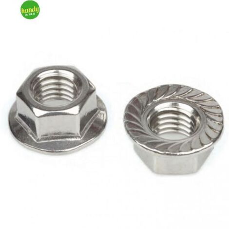 Dadi flangiati zigrinati Inox A2 - M8 - 6 pz.