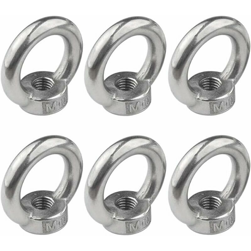 Dado ad anello M10, 6 pezzi, in acciaio