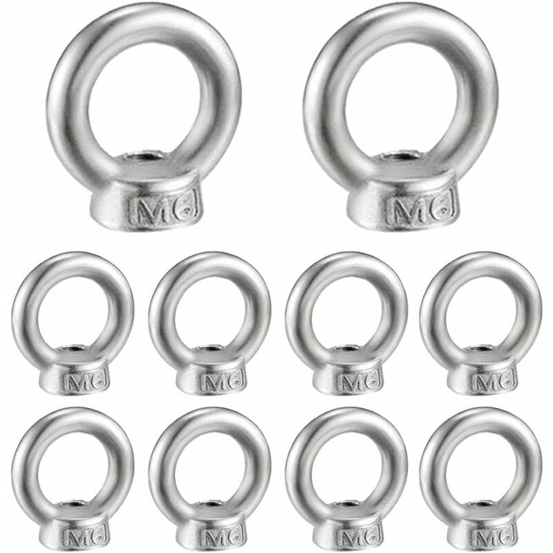 Dado ad anello M6, 10 pezzi, in acciaio