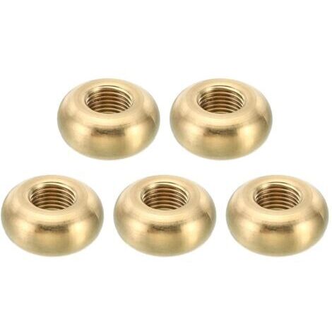 Dado autobloccante tondo M10x1, confezione da 5 pezzi, in ottone massiccio, a bordo piatto, sottile, per mobili, lampade, 22 mm x 10 mm